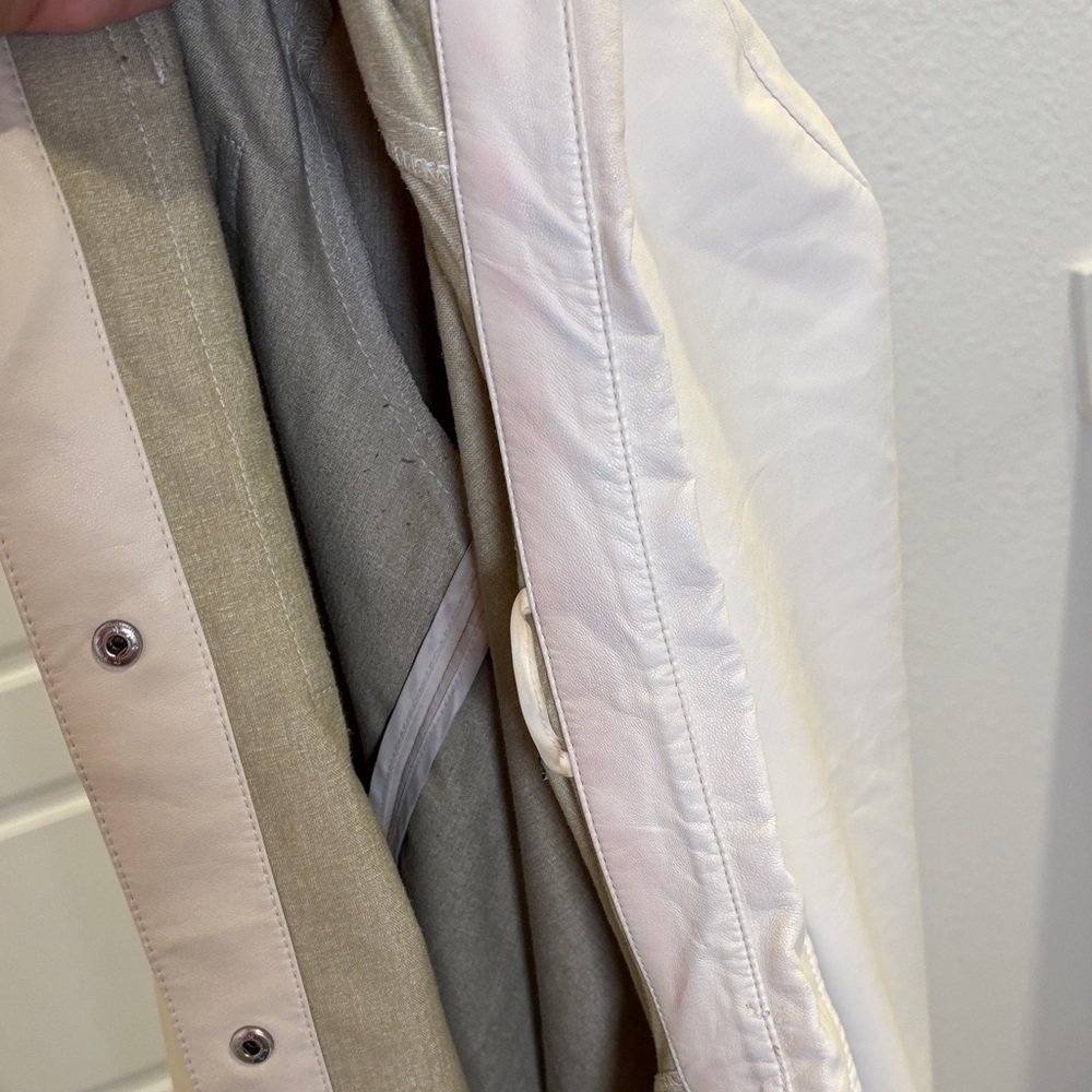 Zara Cream Faux Leather Overshirt Shacket Button Front Jacket XL - Picture 5 of 6